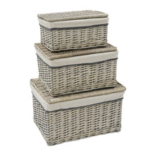 Load image into Gallery viewer, Grey Rectangular Willow Storage Hamper