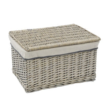 Load image into Gallery viewer, Grey Rectangular Willow Storage Hamper