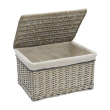 Load image into Gallery viewer, Grey Rectangular Willow Storage Hamper