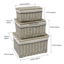 Load image into Gallery viewer, Grey Rectangular Willow Storage Hamper