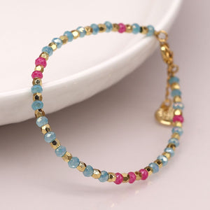 Aqua & Pink Facet Bead Bracelet