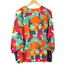 Load image into Gallery viewer, Teal, Pink &amp; Orange Flower Print Kimono
