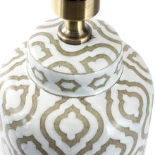 Load image into Gallery viewer, Taupe and White Pattern Ceramic Table Lamp