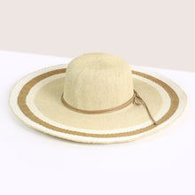 Load image into Gallery viewer, Cream Wide Brim Sun Hat with Natural &amp; White
