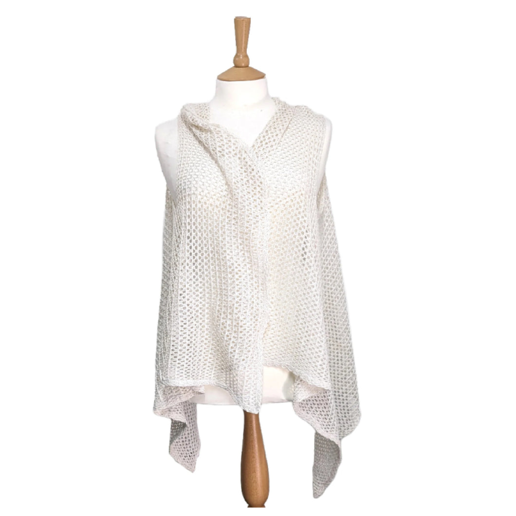 Knit Sleeveless Jacket Scarf - White