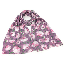 Load image into Gallery viewer, Purple Peonies Scarf