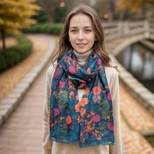 Load image into Gallery viewer, Teal Garden Scarf