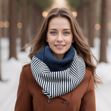 Load image into Gallery viewer, Half & Half Double Snood - Navy Blue