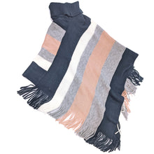 Load image into Gallery viewer, Cowl Neck Poncho Blue/Pink