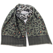 Load image into Gallery viewer, Glittery Animal Print Scarf - Green