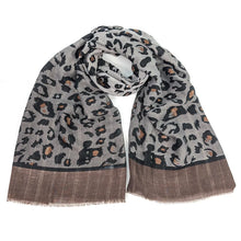Load image into Gallery viewer, Glittery Animal Print Scarf - Chocolate