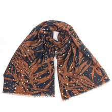 Load image into Gallery viewer, Glistening Leaves Scarf - Copper Brown