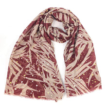 Load image into Gallery viewer, Glistening Leaves Scarf - Dark Red