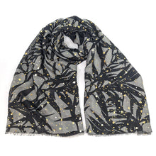 Load image into Gallery viewer, Glistening Leaves Scarf - Black/Grey