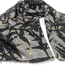 Load image into Gallery viewer, Glistening Leaves Scarf - Black/Grey