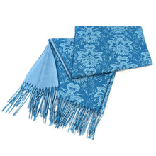 Load image into Gallery viewer, Blue Baroque Pashmina Style Scarf