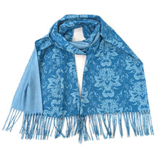 Load image into Gallery viewer, Blue Baroque Pashmina Style Scarf