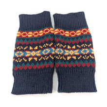 Load image into Gallery viewer, Knitted Stripey Fingerless Gloves - Navy Blue