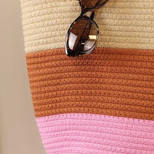 Load image into Gallery viewer, Natural Tan Pink Rope Bag
