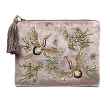 Load image into Gallery viewer, Mink Embroidered Velvet Pouch

