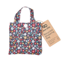 Load image into Gallery viewer, Black Ditsy Flowers Eco Foldable Shopping Bag