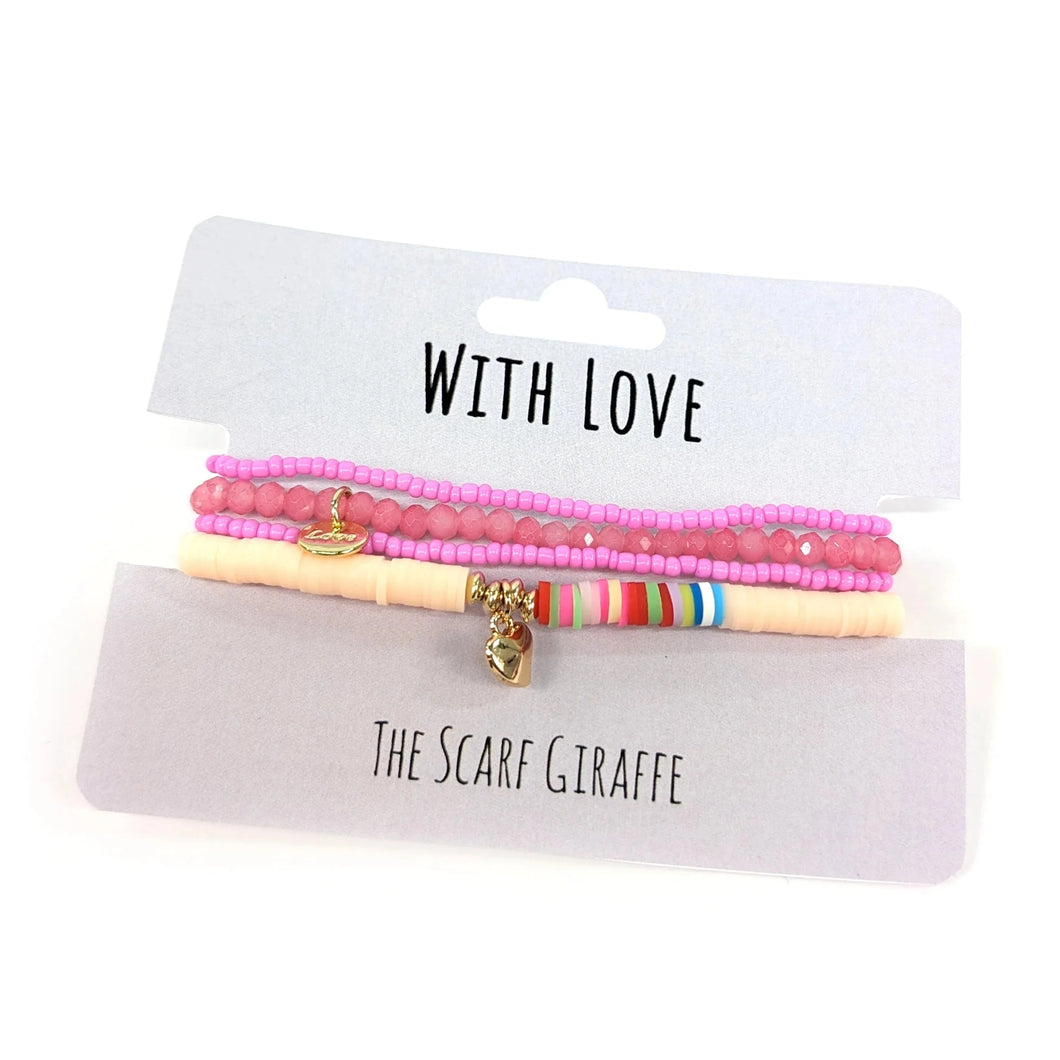 With Love Bracelet Set - Pink