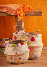 Load image into Gallery viewer, Rainbow Dot Pom Pom Basket - Small