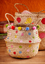 Load image into Gallery viewer, Rainbow Dot Pom Pom Basket - Small
