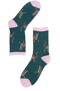 Womens Bamboo Ankle Socks Leopard Print Cheetah Animal Sock