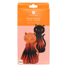 Load image into Gallery viewer, Halloween Black & Orange Cat Honeycomb Decoration - 2 Pack