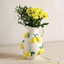 Load image into Gallery viewer, White Jug Vase with Lemons