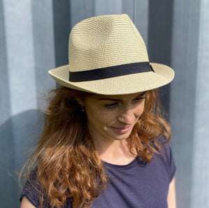 Trilby Foldable Hat With Navy Band
