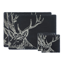 Load image into Gallery viewer, Slate Coaster and Placemat Set Stag