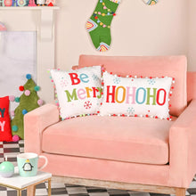 Load image into Gallery viewer, Square Pom Pom Jacquard Cushion - Be Merry