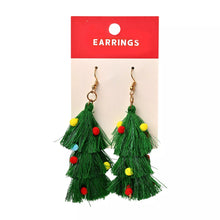 Load image into Gallery viewer, Tassel Christmas Tree Earrings