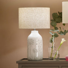Load image into Gallery viewer, White Floral Ceramic Table Lamp