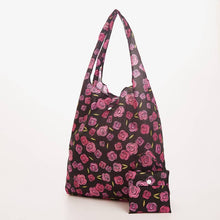 Load image into Gallery viewer, Black Rose Eco Foldable Shopping Bag