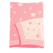 Load image into Gallery viewer, pink-star-knitted-baby-blanket