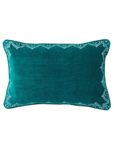 Load image into Gallery viewer, Embroidered Sea Green Velvet Cushion
