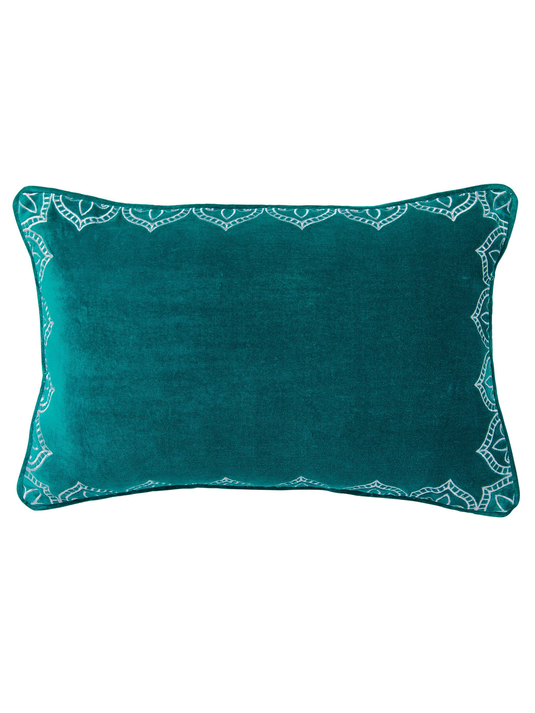 Embroidered Sea Green Velvet Cushion