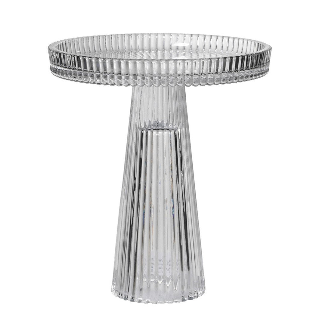 Large Ribbed Clear Candle Stand