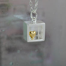 Load image into Gallery viewer, Heart of Gold Silver Pendant 24&quot;
