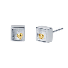 Load image into Gallery viewer, Heart Of Gold Stud Sterling Silver Earrings
