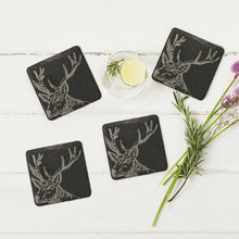 Load image into Gallery viewer, 4 Stag Slate Coasters
