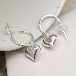 Silver Hoop And Heart Earrings