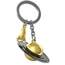 Load image into Gallery viewer, Grey & Gold Planet Keyring
