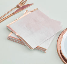 Load image into Gallery viewer, Pink Watercolour Rose Gold Napkins
