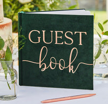 Load image into Gallery viewer, Green Velvet Foiled Guest Book