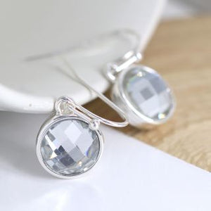 Silver Plated Crystal Round Earrings