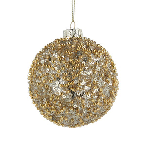 Two-Toned Gold Glittered Glass Ball